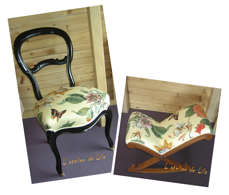 chaise NapoléonIII-repose pied-tissu odalys
